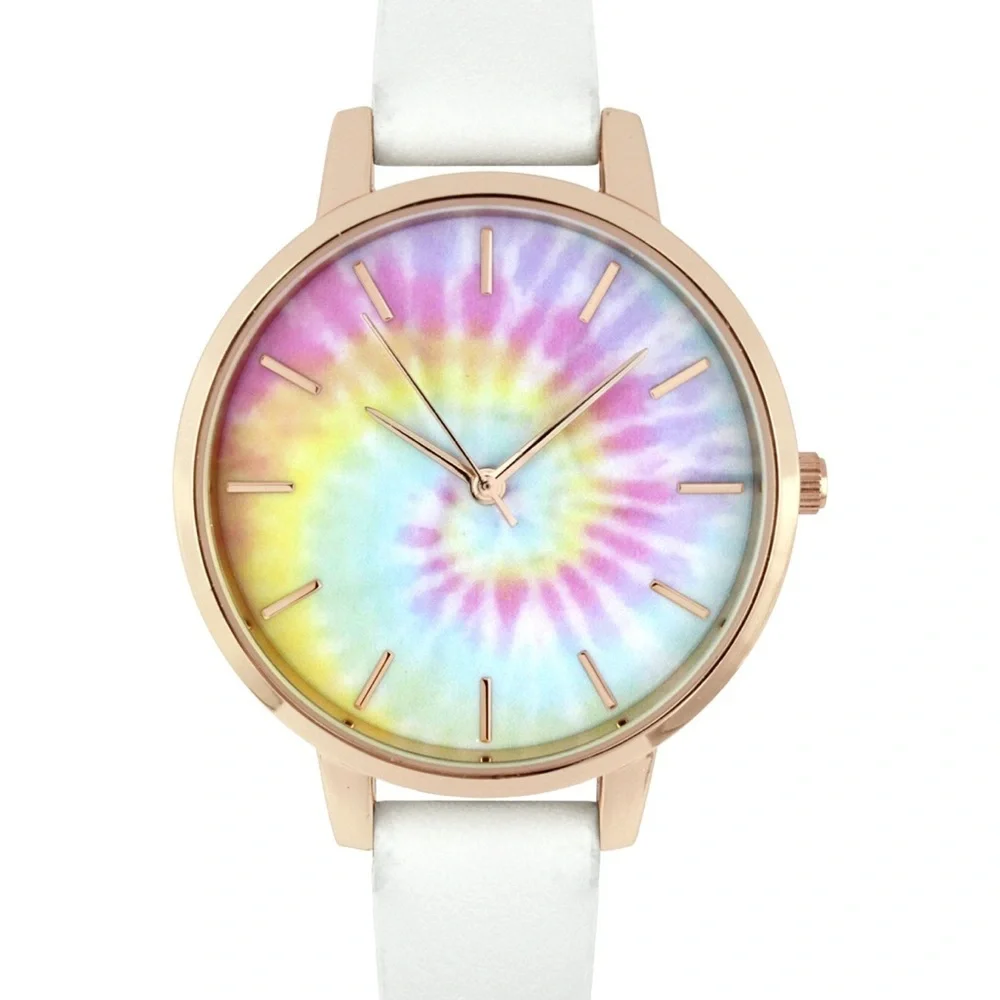 INC Women's White Strap Watch 38mm, rose gold